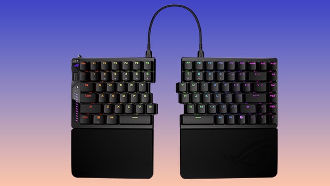 Asus ROG Falcata Keyboard shown split 