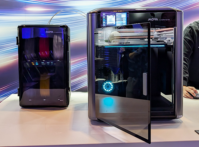 Closeup of RFD-6 unit showing six colored filament spools inside