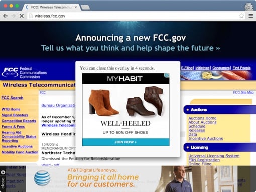 FCC website with ads injected