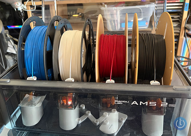 Closeup of the open fiiament dispenser