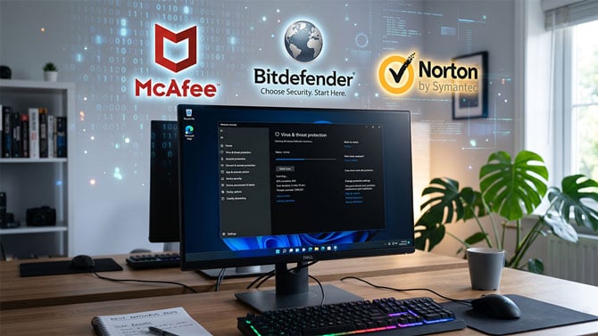 Concept images of security software running on a computer.
