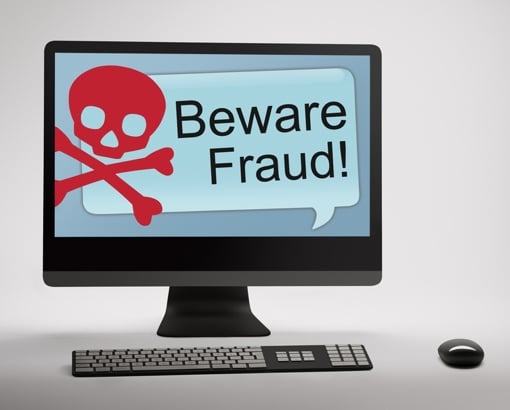 Internet Fraud Warning w/skull and crossbones