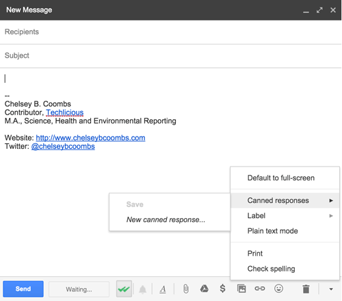 Gmail Canned Response