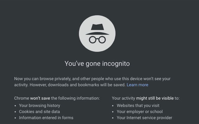 Chrome private browsing