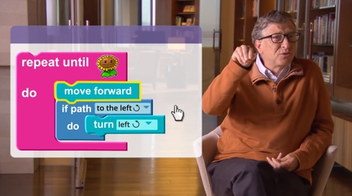 Code.org screenshot of a lesson with Bill Gates