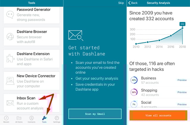 Dashlane Security Inbox Scan