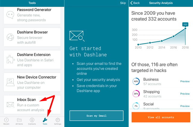 Dashlane Security Inbox Scan