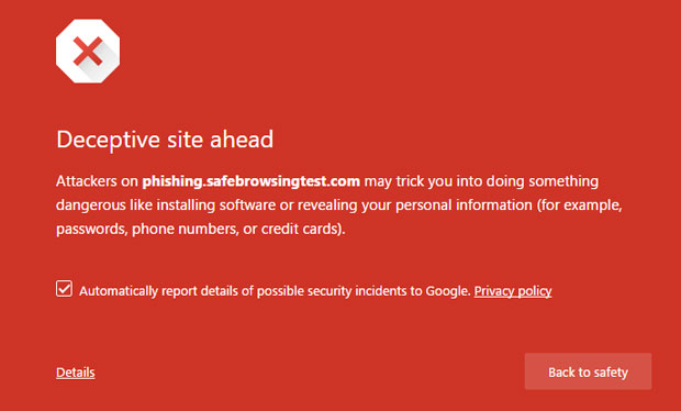 Google Deceptive Site Ahead