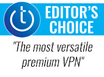 Techlicious Editor's Choice award logo with quote - The most versatile premium VPN.