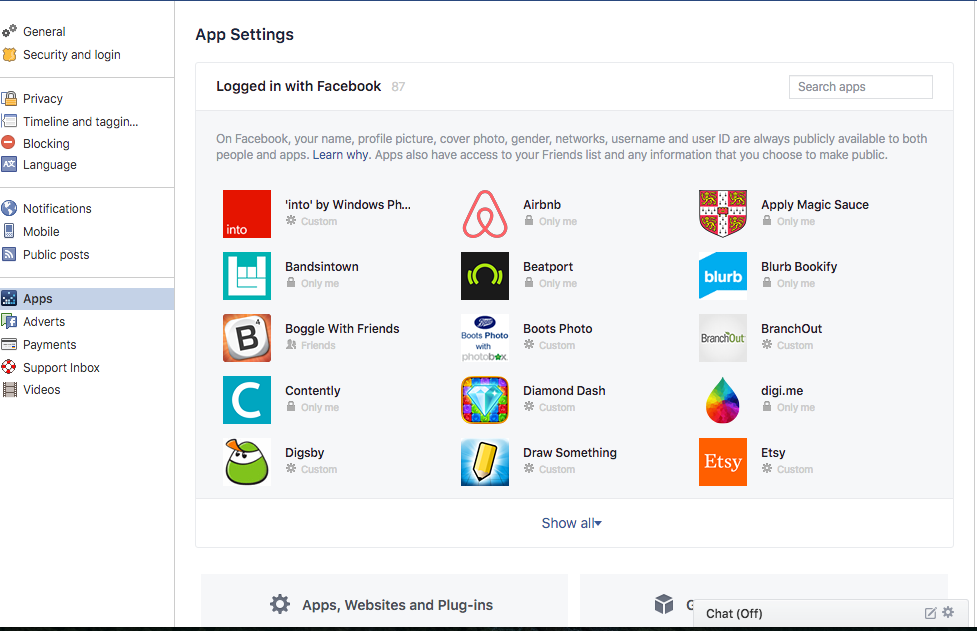 Facebook app privacy