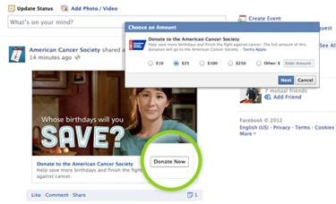 Facebook's new Donate Now button