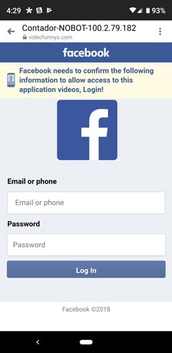 Facebook login scam warning