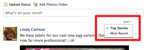 Facebook news feed sorting