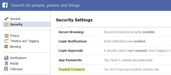 Facebook Trusted Contacts