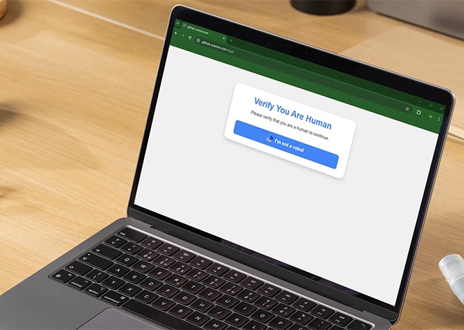 Screenshot of fake Captcha on a laptop