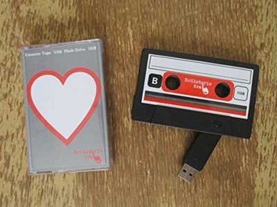 Casette Tape USB Stick Flash Drive - Heart Design