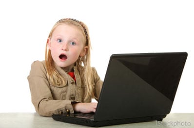 Girl looking at computer