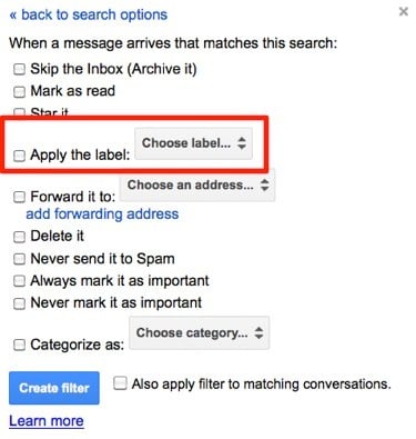 Gmail Label Settings