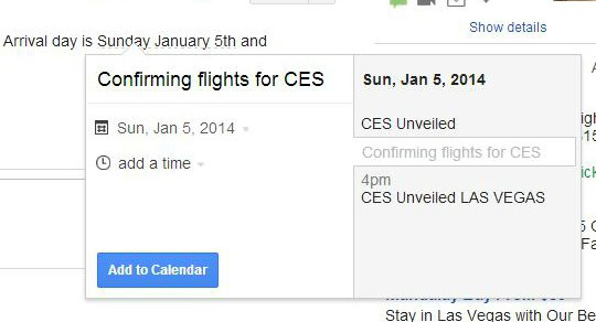 Gmail calendar entry