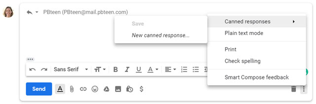 Gmail canned response