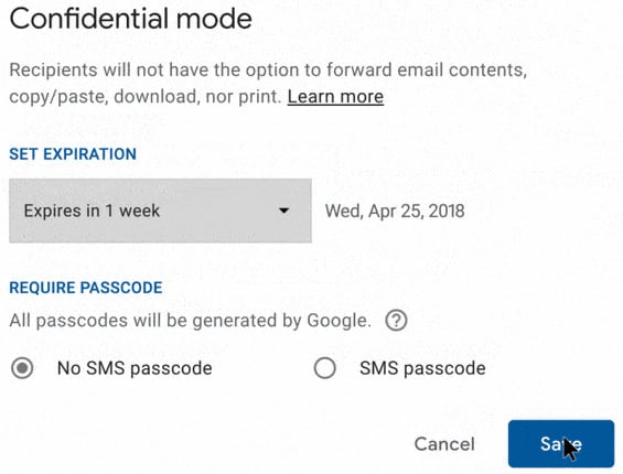 Gmail confidential mode