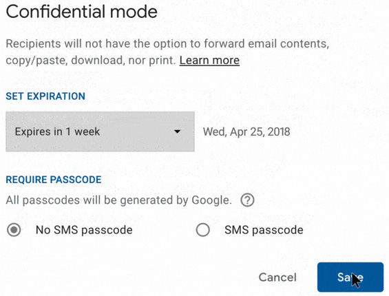 Gmail confidential mode