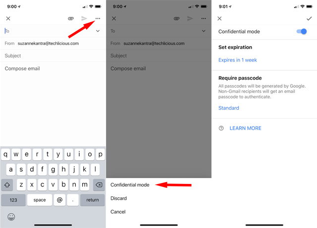 Gmail on mobile: Confidential Mode