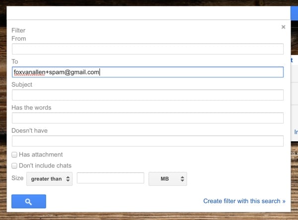 Creating a Gmail spam alias