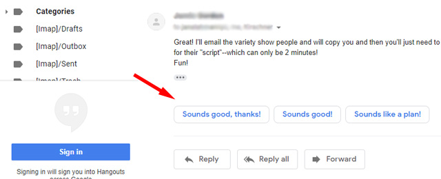 Gmail smart replies