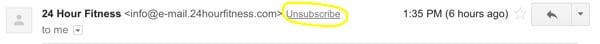 Gmail unsubscribe option
