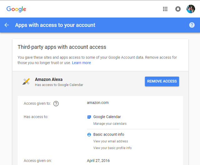 Google third party apps with account access