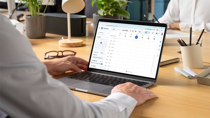 A screenshot of Google Calendar on a laptop