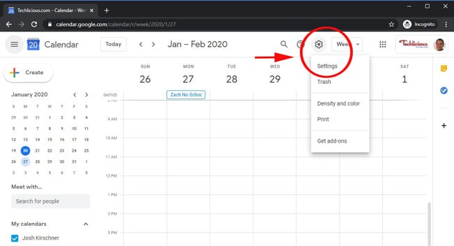 dónde encontrar la configuración de Google Calendar