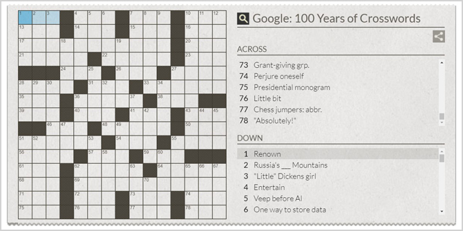 Google Doodle Crossword puzzle