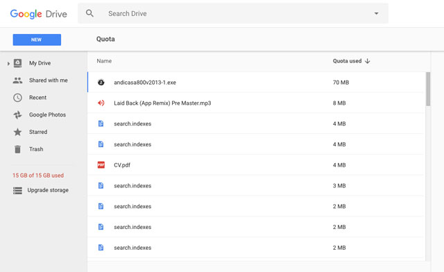 Free up storage in Google Drive