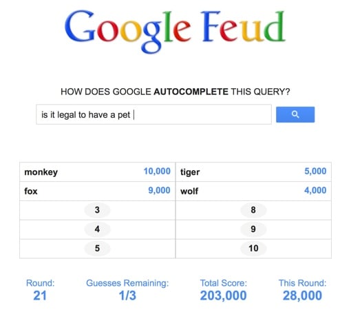 Google Feud / AutoCompete