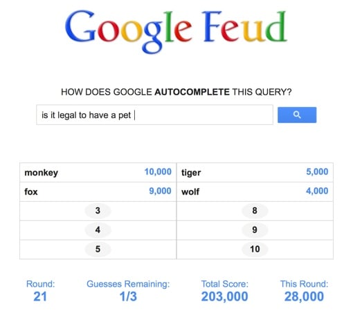 Google Feud' Turns Search Autocompletes Into a Game of Family Feud -  Techlicious