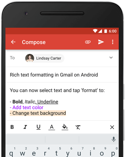 Google Android Formatting