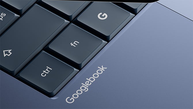 Closeup shot of the Googlebook keyboard