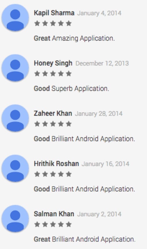 Google Play fake online reviews