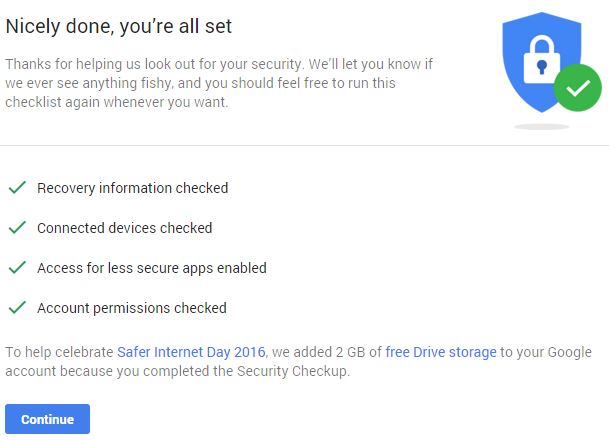 Google Security Checkup Bonus