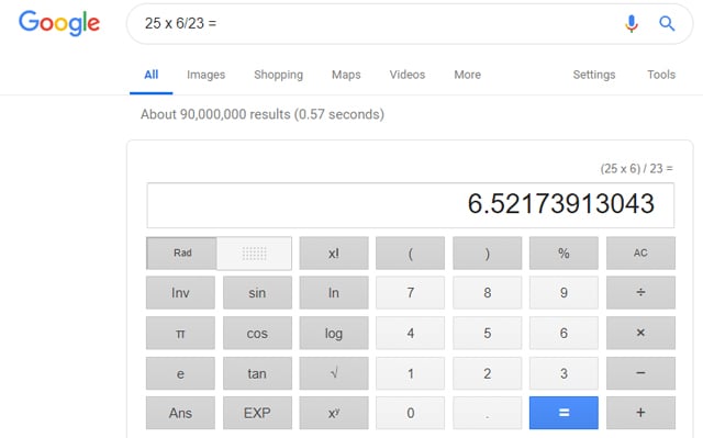 Calculadora de búsqueda de Google