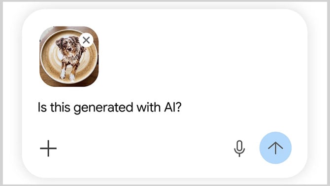 Google AI image detection dialog box