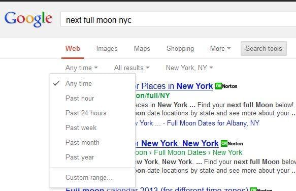 Google time frame search