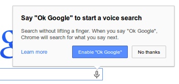 "Ok Google" voice search