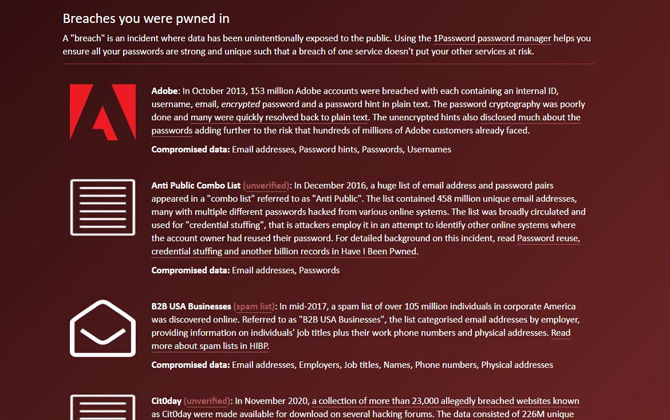 haveibeenpwned.com breaches