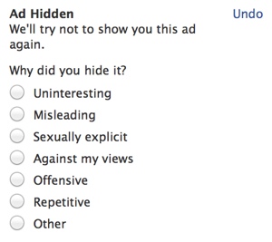 Hidden Facebook Ad