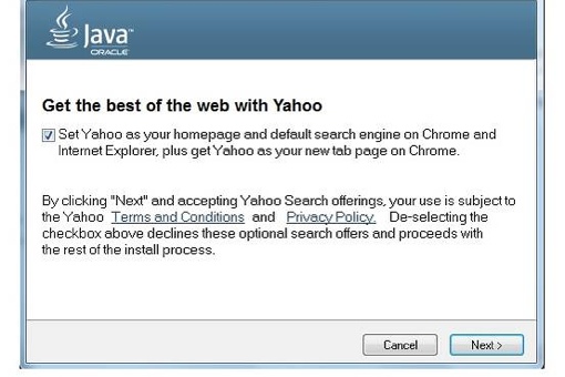 Java update Yahoo hijack