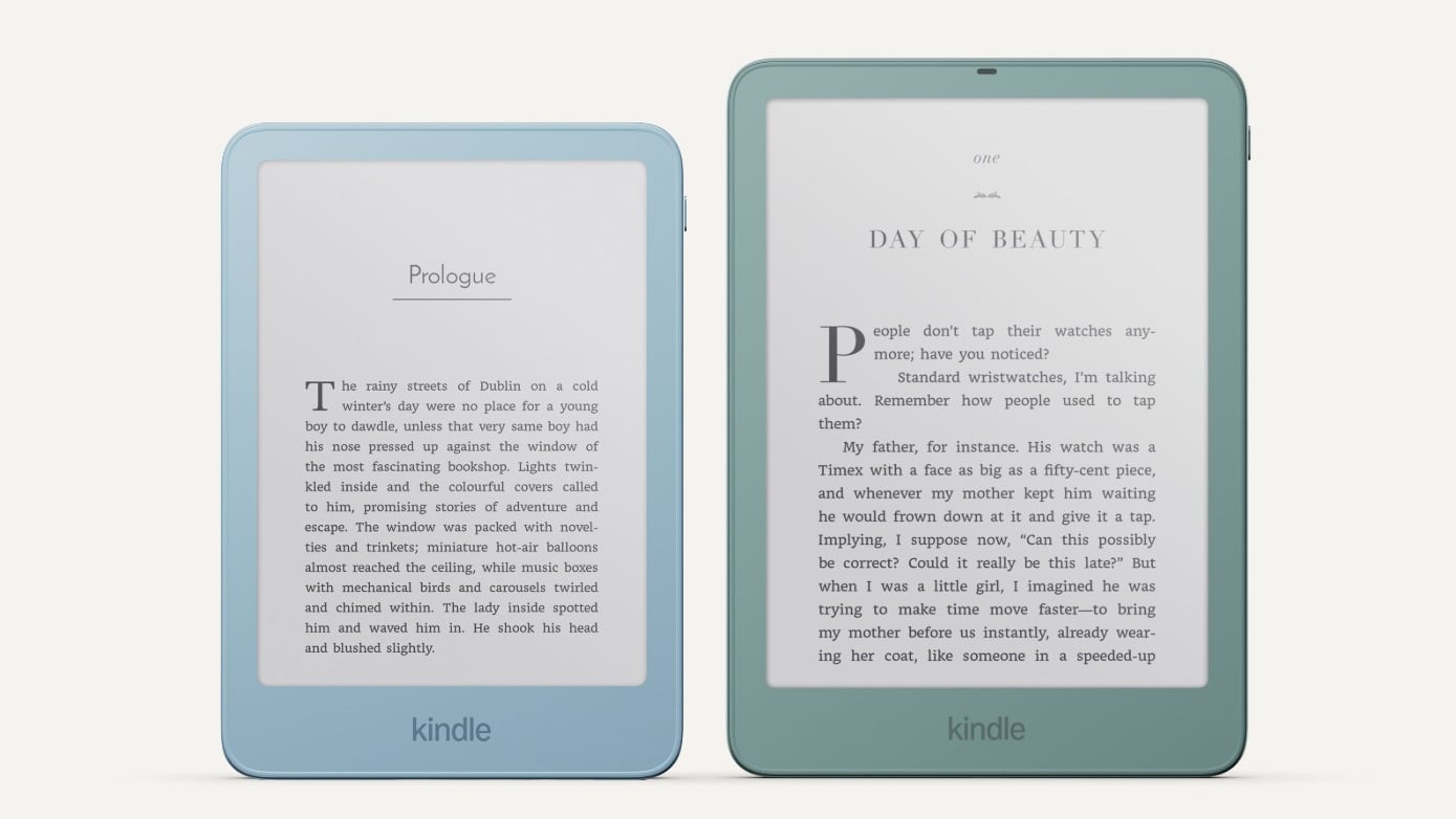 The new Kindle (left) and Kindle Paperwhite (right).