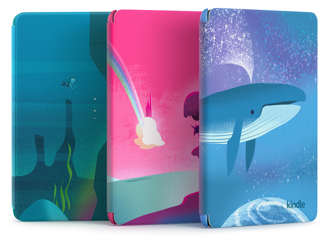 Kindle Kids 11 generation covers in: (from the left) Ocean Explorer, Unicorn Valley, or Space Whale